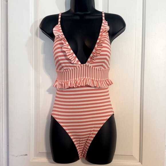 “J. CREW” Striped Ruffle Bathing Suit - Picture 5 of 16